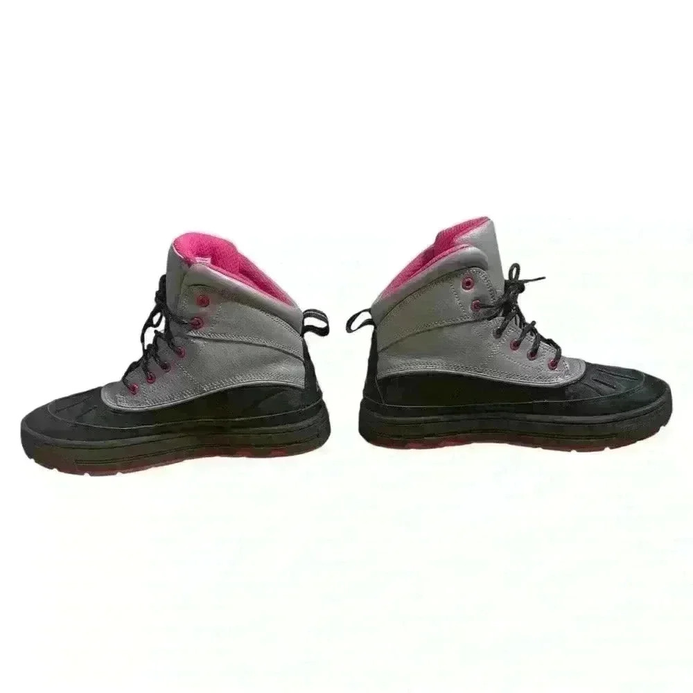 2012 Nike 524876-003 Youth ACG Woodside Pink Black Gray Leather Boots Sz 6Y‎ - Picture 2 of 6